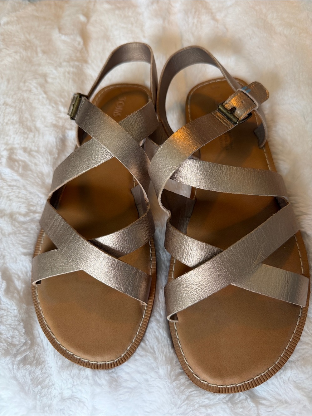 Toms Metallic gold Strappy Sandals size 9